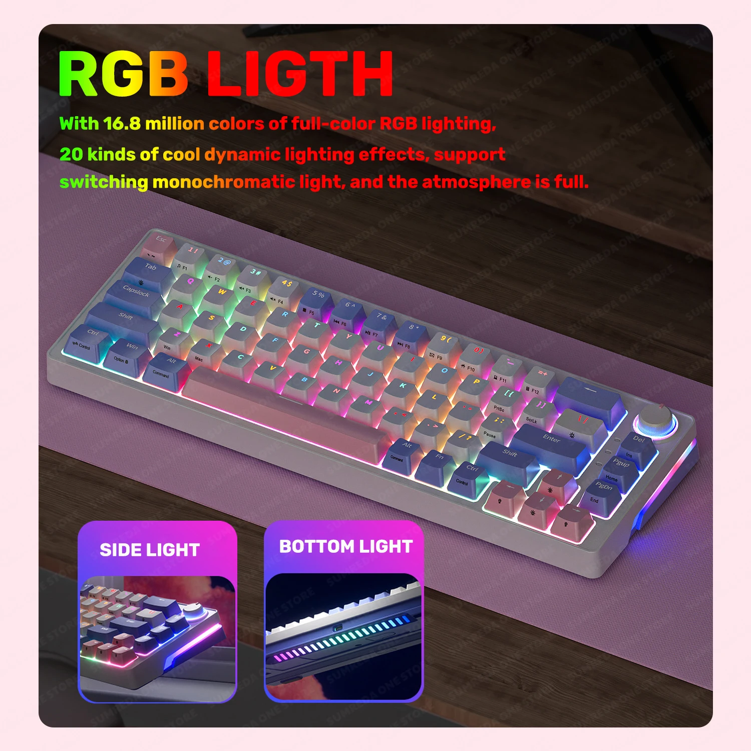 Teclado Mecânico sem Fio para Jogos 2.4g Bluetooth Tipo-c com Fio 3-mode Hotswap Rgb Retroiluminado 68 Chavesk500fizz K617gmk67 Sumreda-za68 Za63 - Imagem 5