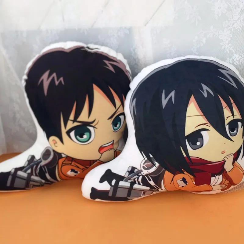 

10/40cm Anime Attack on Titan Plush Pillow Toy Levi Ackerman Mikasa Eren Stuffed Cushion Doll Gift