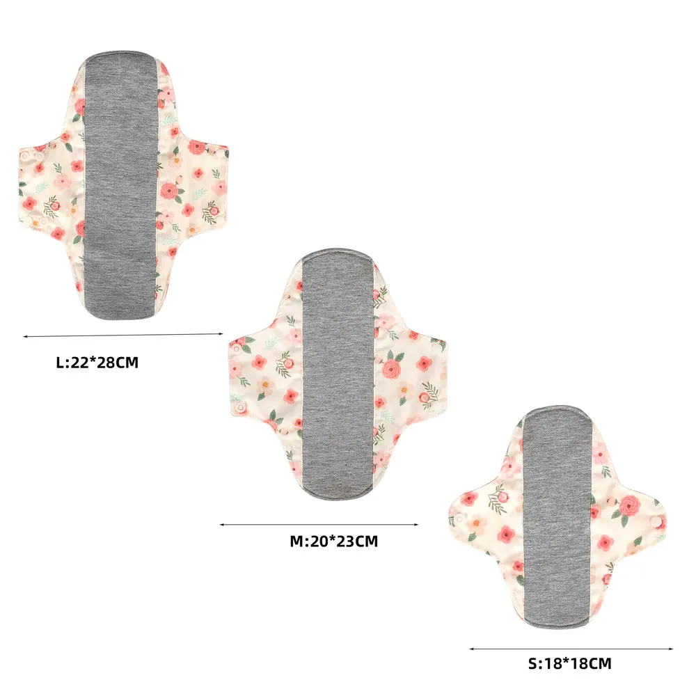 Anti-Slip Reusable Sanitary Pads 18CM 23CM 28CM Graphene Absorption Washable Panty Liners Women Soft Cloth Menstrual Pads 3PCS