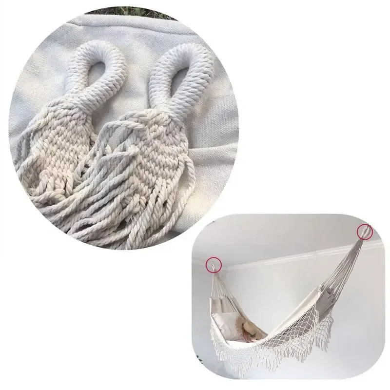 Portable 200*100cm 2 Person Hammock Large Brazilian Macrame Fringe Double Deluxe Hammock Swing Net Chair Outdoor Swings