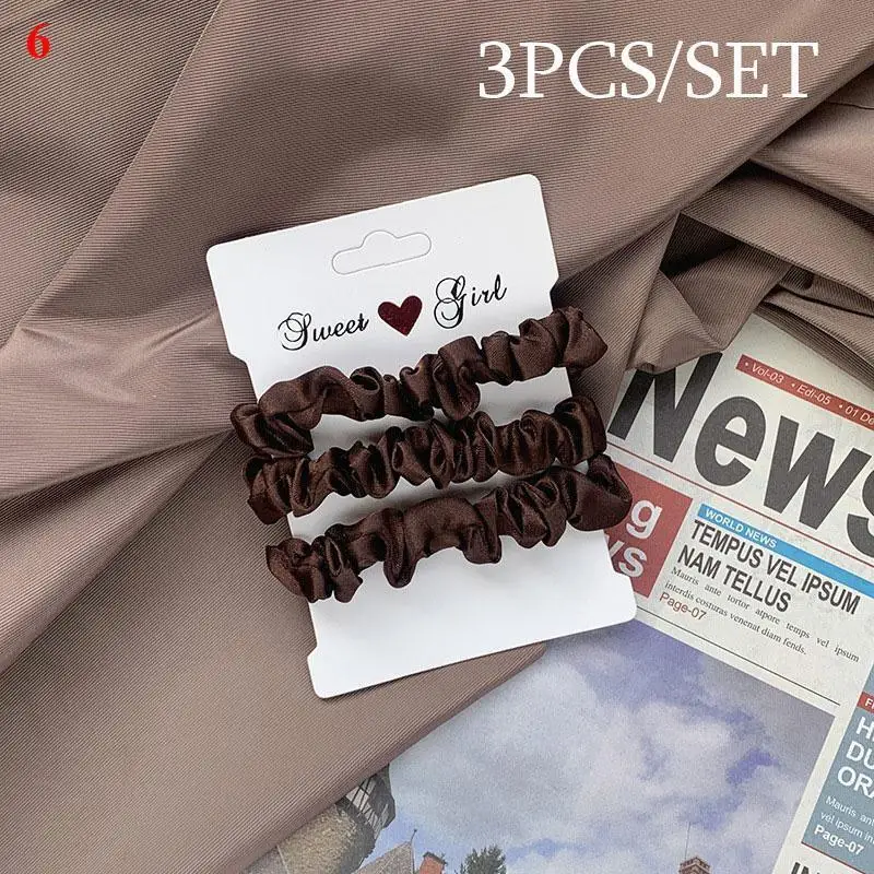 Elegant Silk Satin Scrunchies Set - 6-Piece Solid Color Hair Accessories Collection