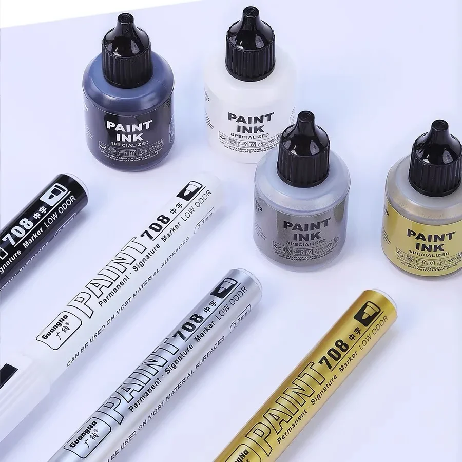 Metallic Paint Marker Pens with Ink Set Gold Silver White 2mm Art Markers for Manga Crafts Scrapbooking Stationery Art Supplies 3