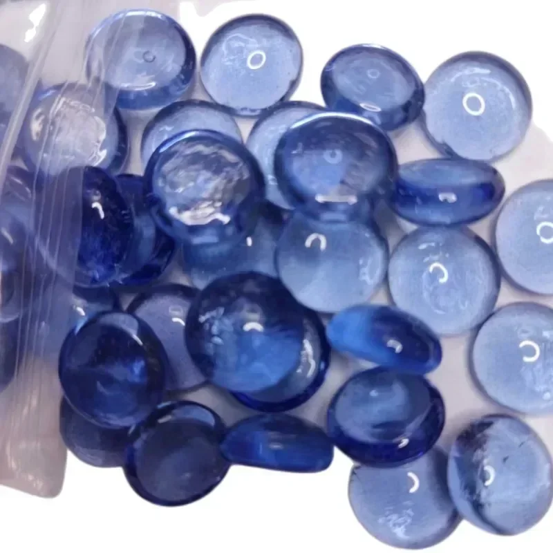 thumbnail image 1 of 80 g/2,82 oz 15-25 mm Perlas de vidrio translúcidas Mosaicos redondos planos para manualidades de bricolaje Material de color cremoso irisado transparente, 1 of 5