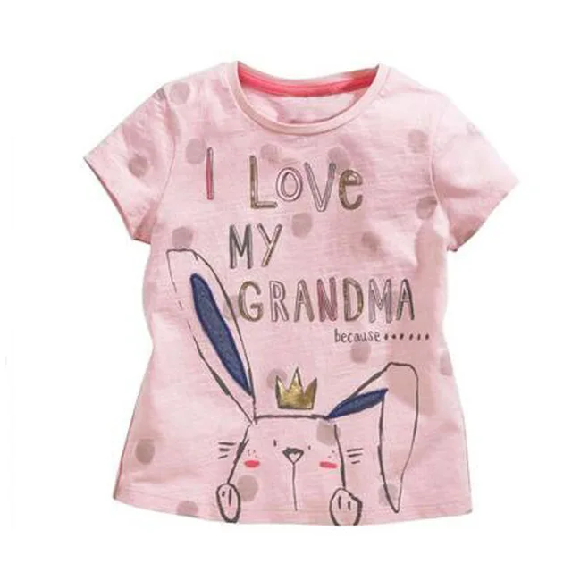 Boys Dinosaur T-shirts Cartoon Printed Girls Tees Children Tops Short-sleeve Clothes for Summer Kids Outfits Pink Alphabet Rabbit