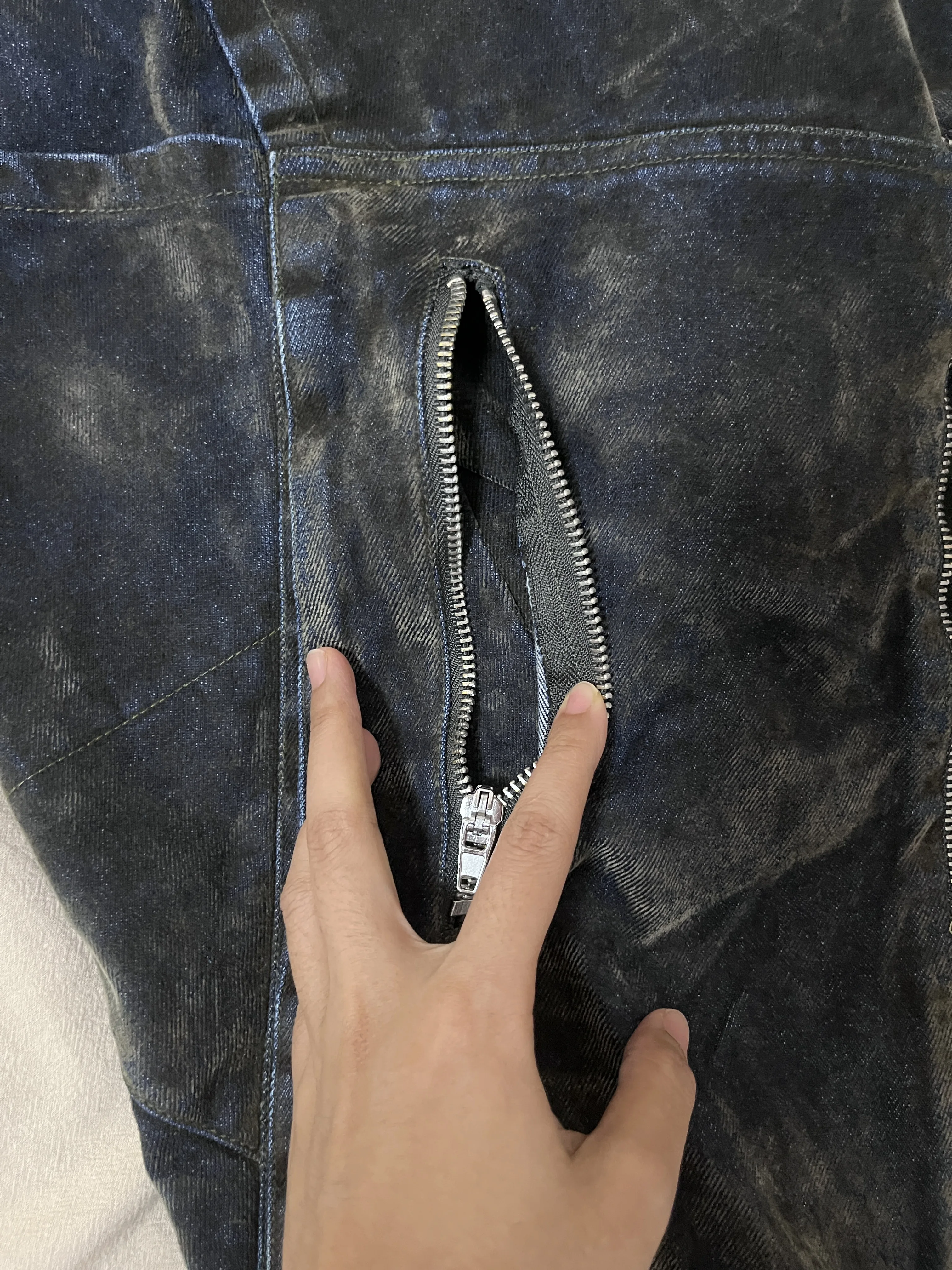 XEvil Heavy duty layering design washed dye pants jeans sci-fi dystopian -