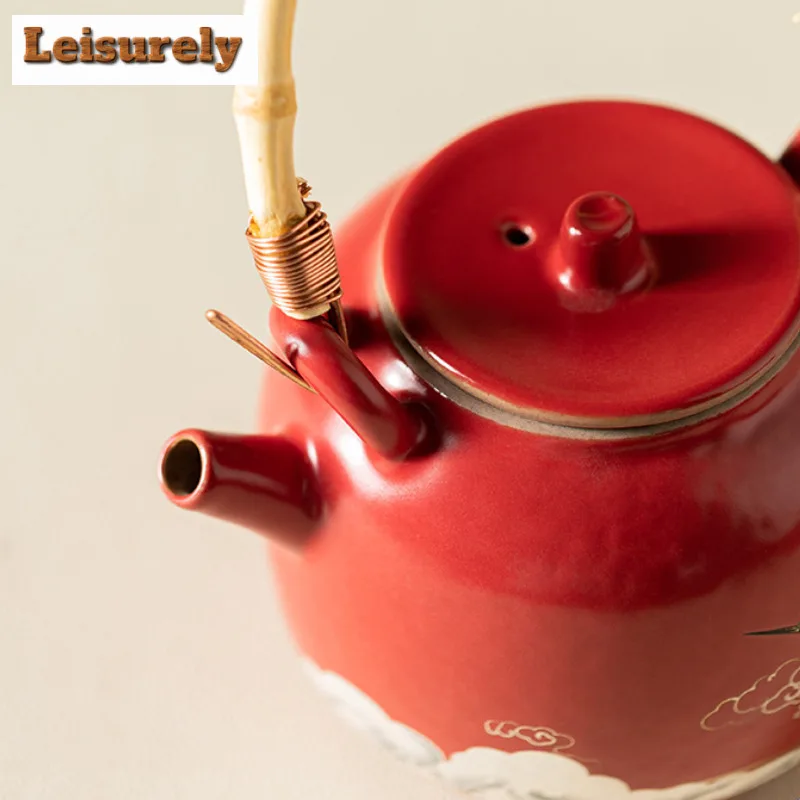Forbidden City Red Auspicious Crane Tea Set Complete Set Tea Ceremony Set Teapot And Tea Cup Set Chinese Tea Set Craft Gift Box