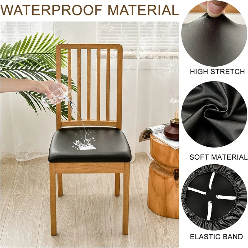 Waterproof PU Chair Cushion Cover For Kitchen Dining Room Leather