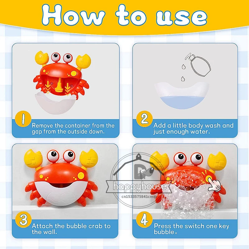 Crabe avec la boîte Jouët de bain bain à bulles crabe automatique, machine  de bulles pour bébés