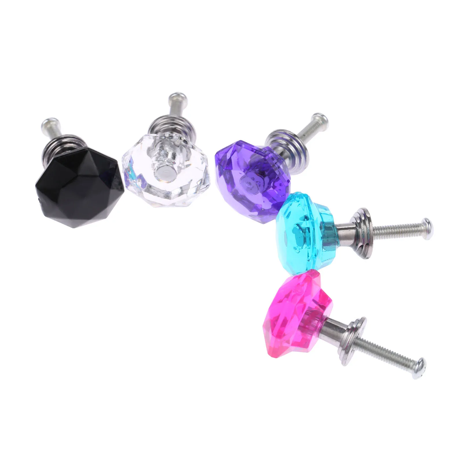 Furniture Knobs 24mm Diamond Crystal Cabinet Door Knob Drawer Cupboard Wardrobe Pull Handle Transparent Mini Knobs and Handles