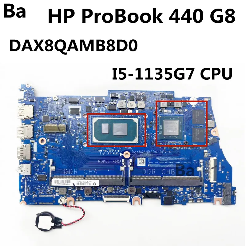 

For HP ProBook 440 G8 Laptop Motherboard DAX8QAMB8D0 I5-1135G7 CPU