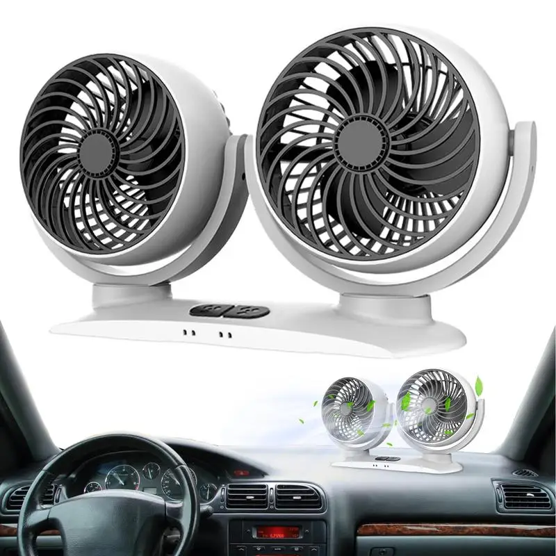 

Dual Head Car Fan Small USB Desk Fan And Dual Car Fan Combine 360 Degree Rotation Neck Cooler For Summer Car interiorAccessories