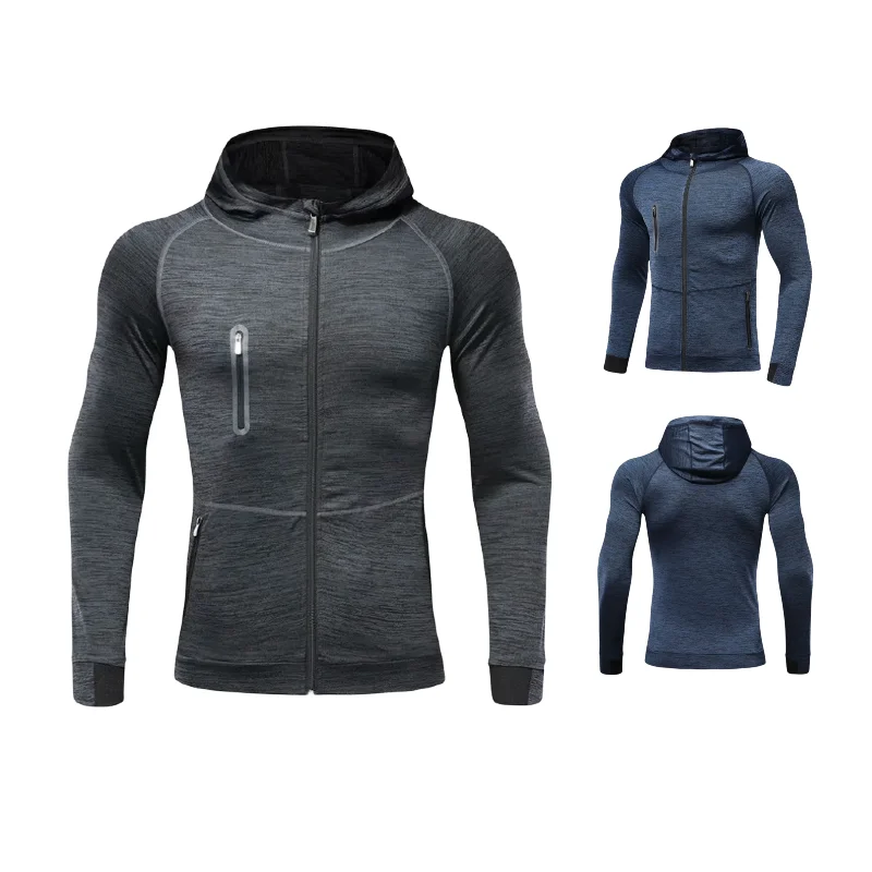 Spring Sports Jacket Men's Hoodie Stretch Tight Clothes Fitness Clothes Quick-drying Top
