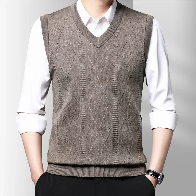 Men's Thickened Casual Sweater Tank Top Autumn and Winter Warm Men's Vest