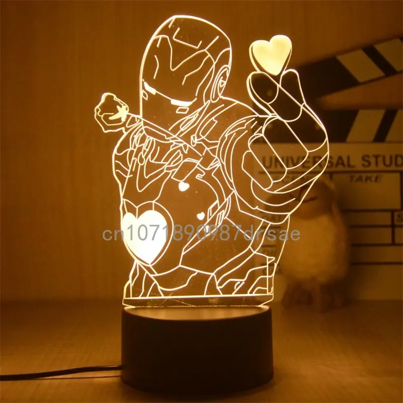 

Disney Super-Heros 3D Small Night Light Iron-man Decoration Bedroom LED Light Bedroom Deco Boy Gifts for High-grade