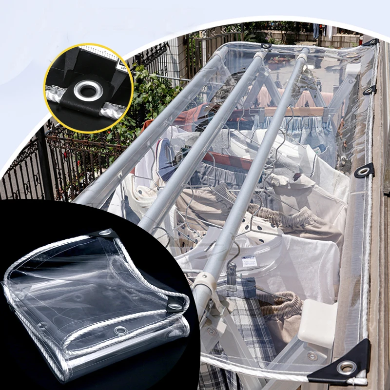Lona Transparente De PVC 3x3.6m - Impermeable, 0.35mm, Con Ojales, Para Proteger Muebles, Coche, Piscina