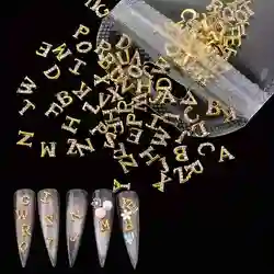Luxury Rhinestone Letter Nail Art Decorations Set (26 Pieces) (Gold)
