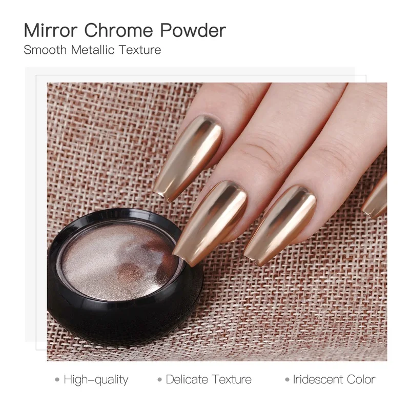 FSIXCL 0.5g Nail Chrome Powder Bronze Rose Gold Chameleon Mirror Effect Glitter for Nail Art Decoration Rubbing Pigment Dust