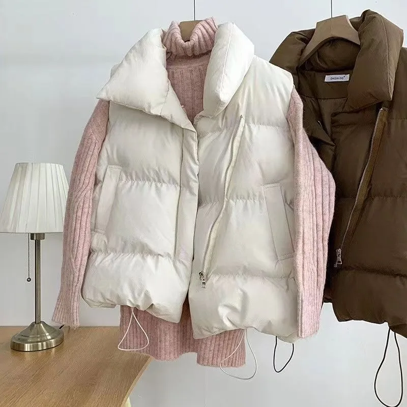 New Style Autumn and Winter Stand Collar Sleeveless Outer Cotton Vest