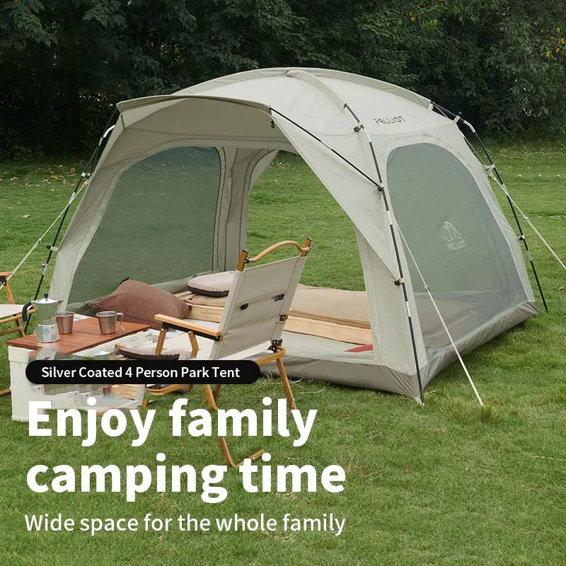

Large Camping Family Tent Outdoor Park 3-4 People Portable Folding Tent Silver Coated Rainproof Sunproof Hiking Travel Tent