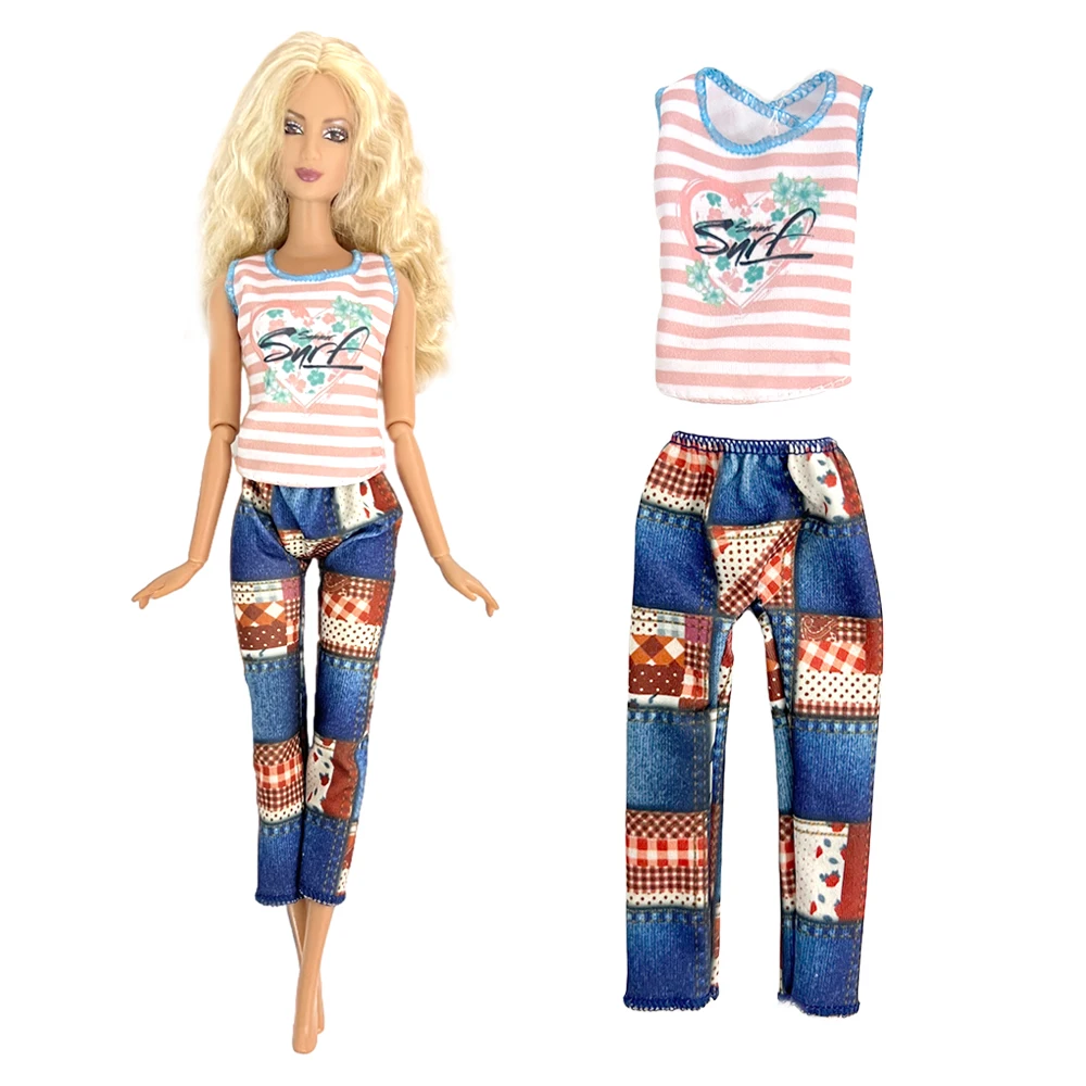 

NK Official Fashion Outfit Casual striped Shirt Summer Clothes For Barbie Doll Party Clothes Kids Gift Toy Doll Accessories