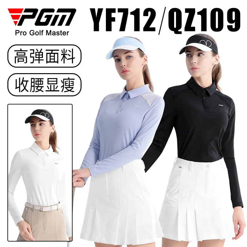 PGM Golf Clothing Women's Summer Long Sleeve T-shirt POLO Shirt High Elastic Top Look Thin Breathable and Comfortable Sportswear