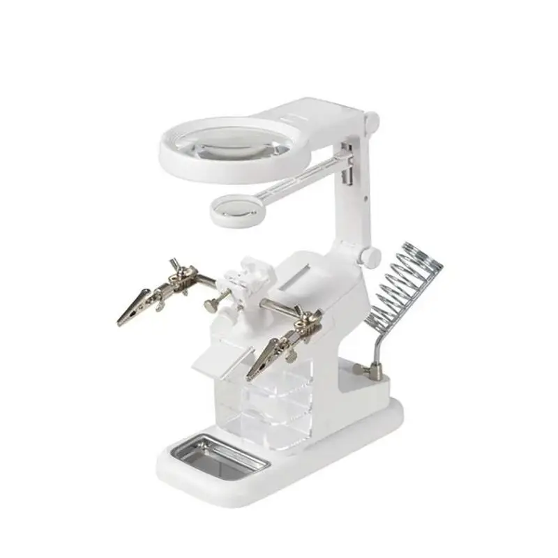 

LED Light Helping Hands Magnifier Station–3X 4.5X 25X Magnifying Glass Stand with Clamp & Alligator Clips for Soldering, Repair