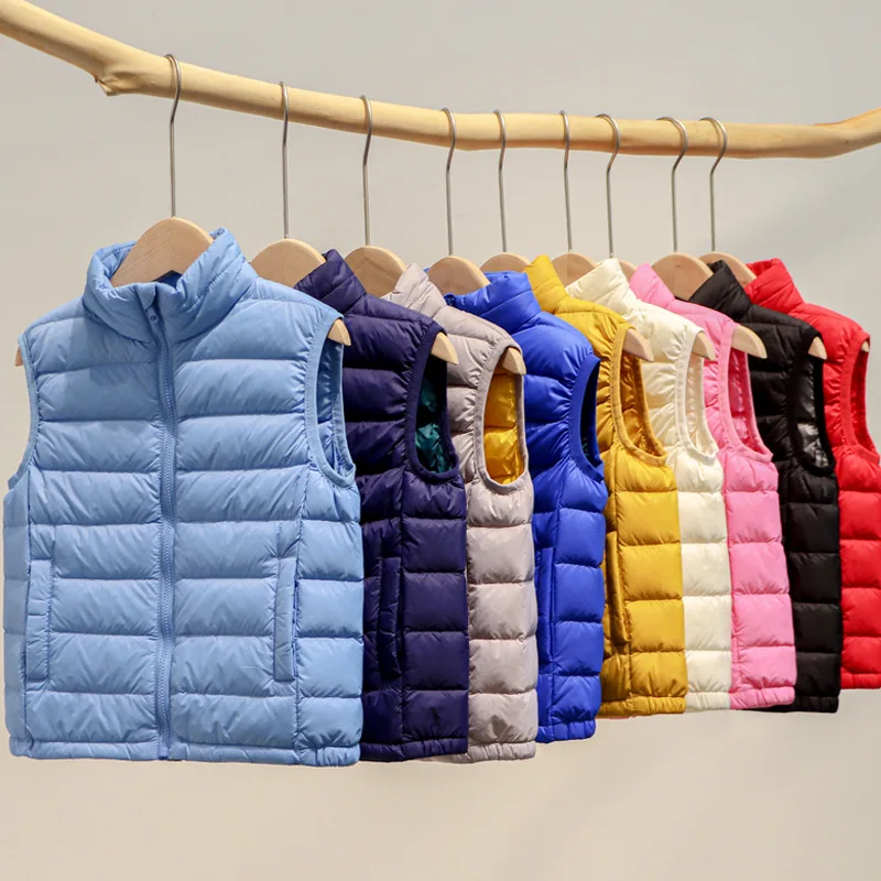 2-14 Years Children Ultra Light 90% White Duck Down Vests Fall Winter Baby Girls Thin Warm Waistcoats for Boys Kids
