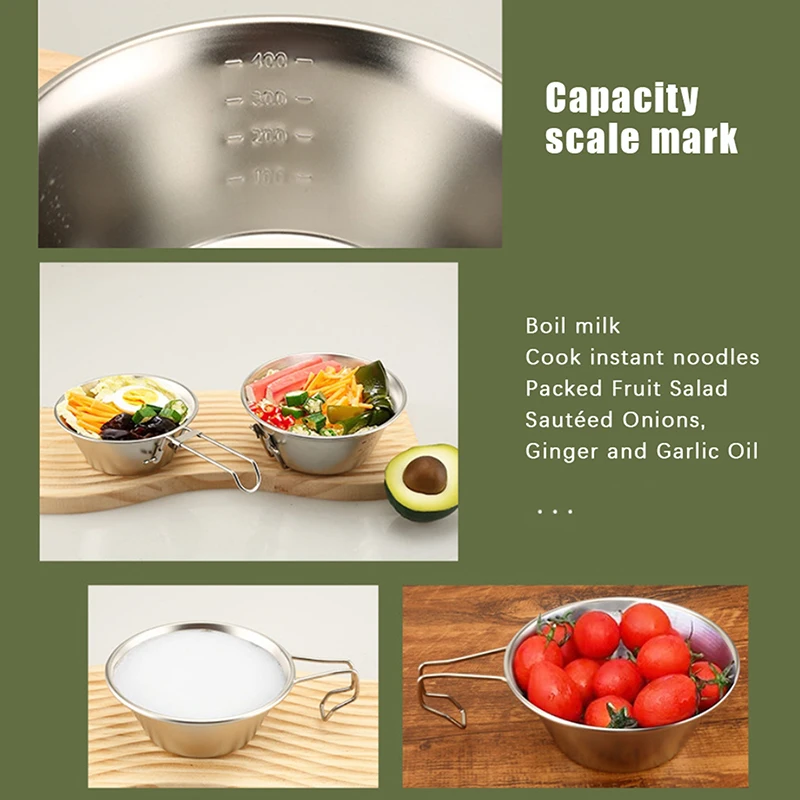 30/200/400ml 304 Stainless Steel Sierra Cup Outdoor Tableware For Camping And Picnics Stackable Hangable Soup Bowl