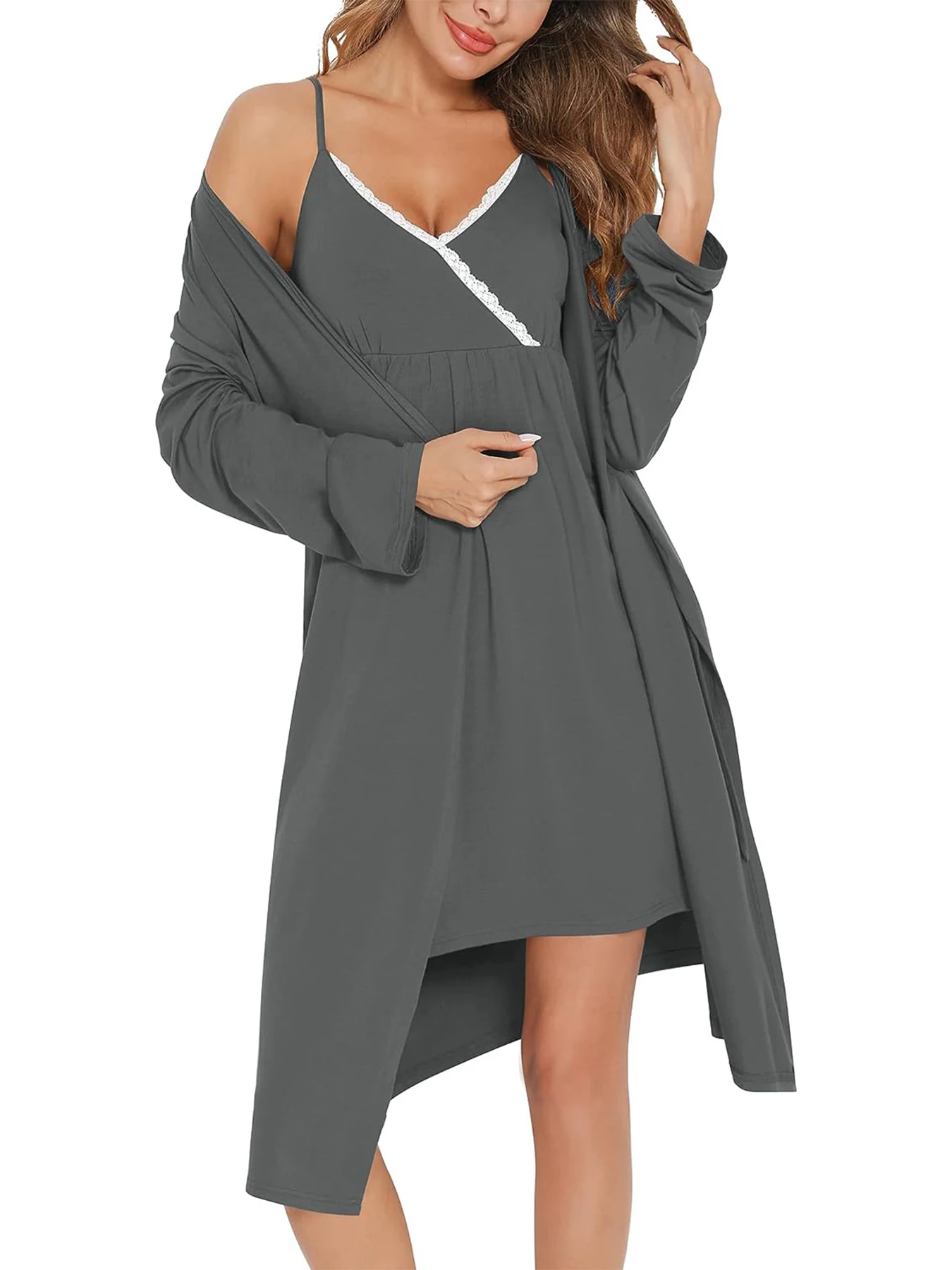 Women's European and American maternity wear autumn set two-piece nightgown maternity nightgown set