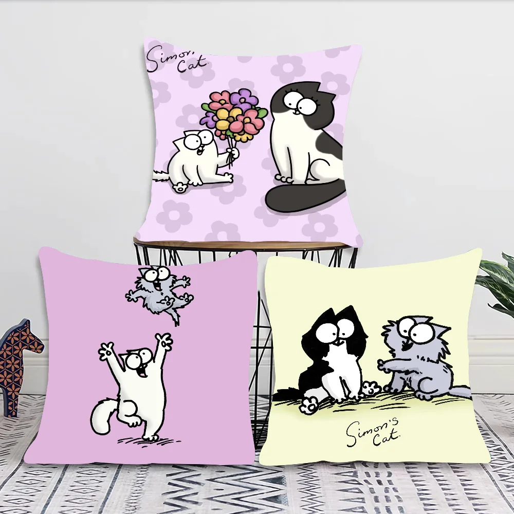 Cartoon S-Simons-Cat Cute Pillow Case Square Pillow Bedroom Sofa Leisure Comfort Cushion Car Living Room Home Decoration 40X40 3