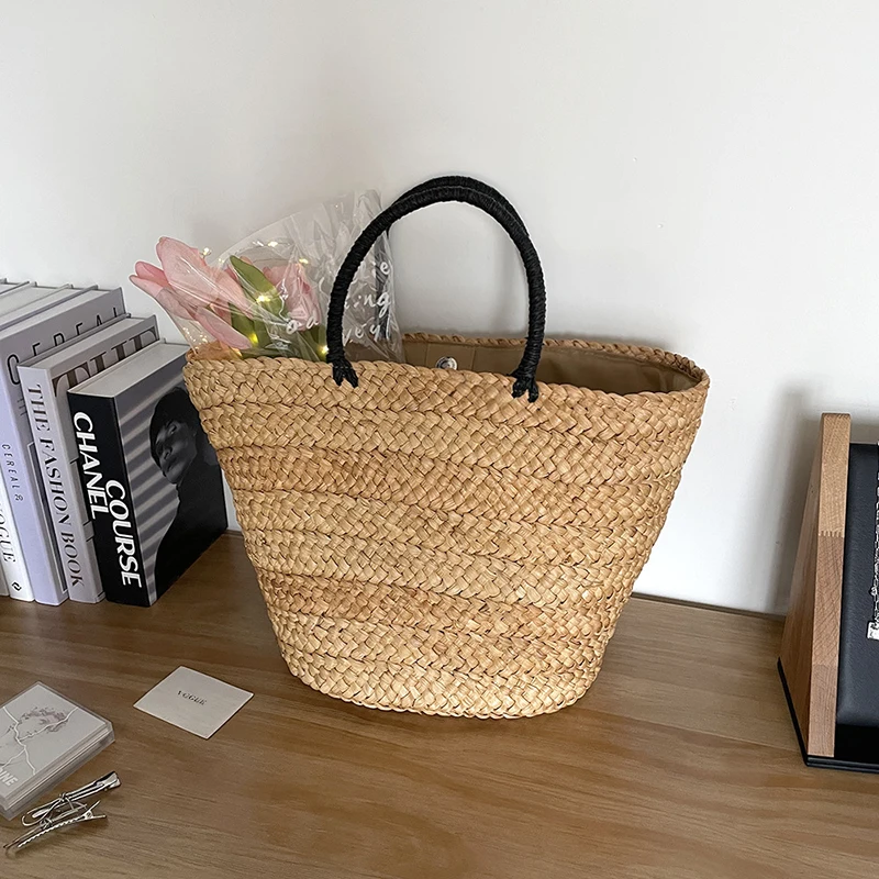 Bohemian Large Capacity Beach Bag Women's Straw Bag Stylish Handbag Natural  Grass Hand Woven Designer Female Basket Shoulder Bag - AliExpress