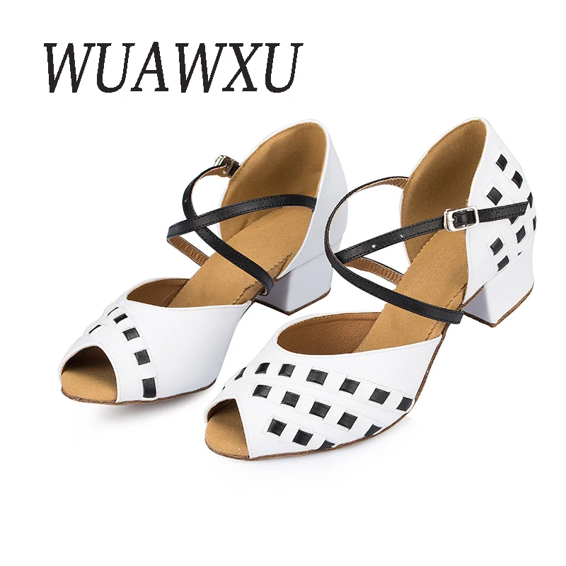 NATASHA 2023 Latin Dance Shoes Female Adult Soft Sole Low Heel National Standard Professional Dance Shoes Indoor High Heel Leath