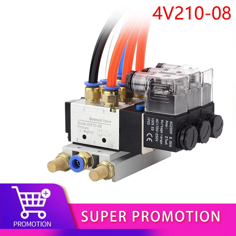 pneumatico valvula solenoide bloco muffler encaixe base manifold multi opcao 4v210