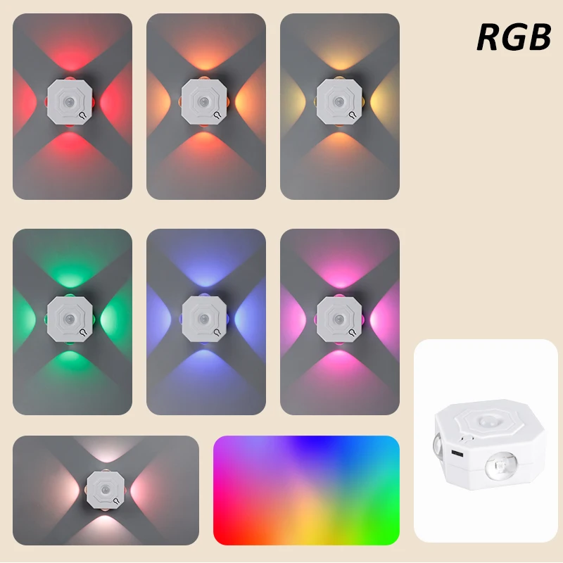ตัวเลือกสินค้า ไฟ LED ตรวจจับความเคลื่อนไหว ชาร์จไฟได้ ตกแต่งผนัง 3 สี ประหยัดไฟ