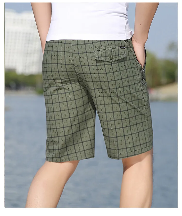 smart casual shorts 2022 Summer New Men Casual Plaid Shorts Stretch Cotton Loose Mens Fashion Business Short Pants Male Brand Clothes Plus Size 5XL mens casual shorts