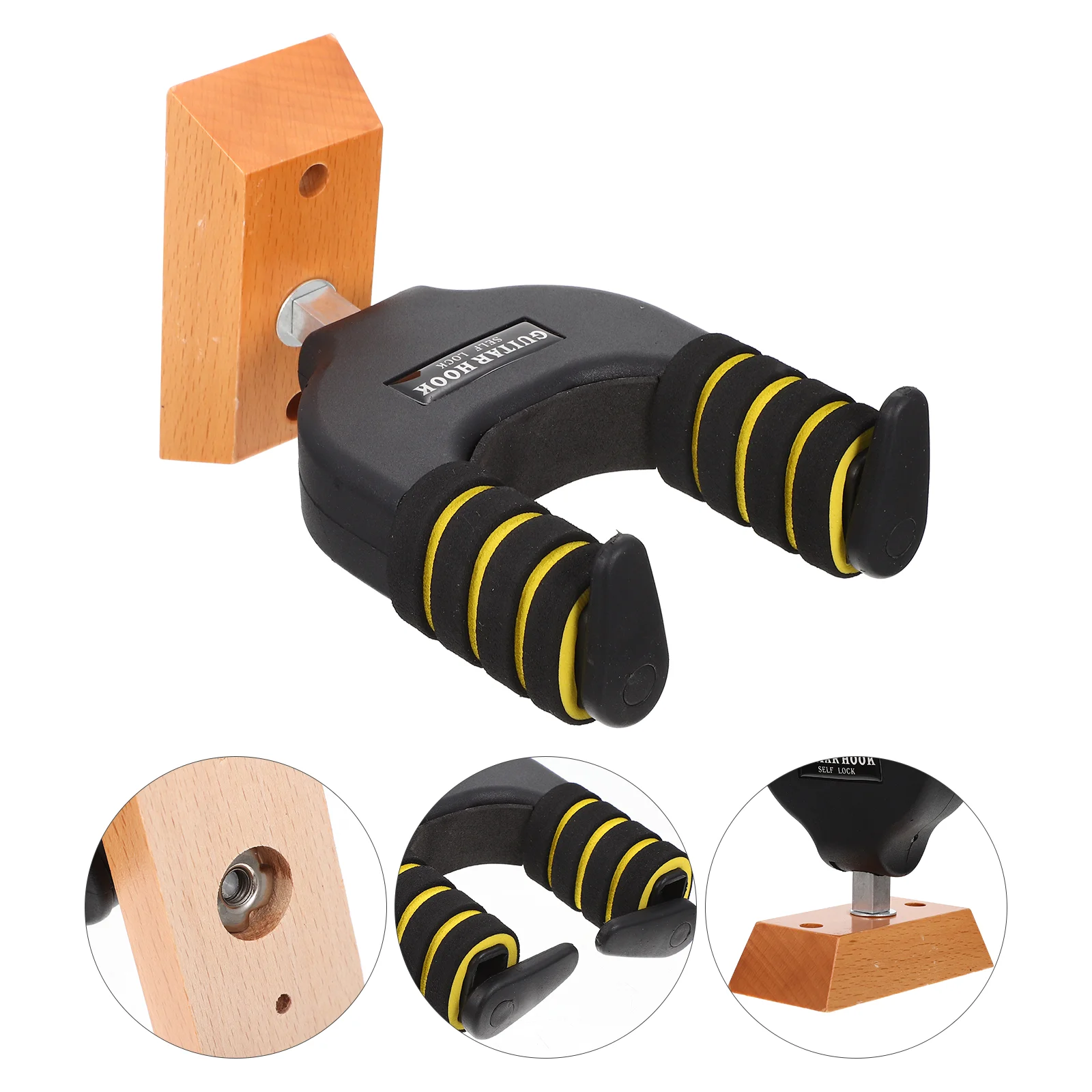 

Guitarsss Hanger Wall Hook Wood Electric Bass Mount Auto Lock Home Ukulele Support