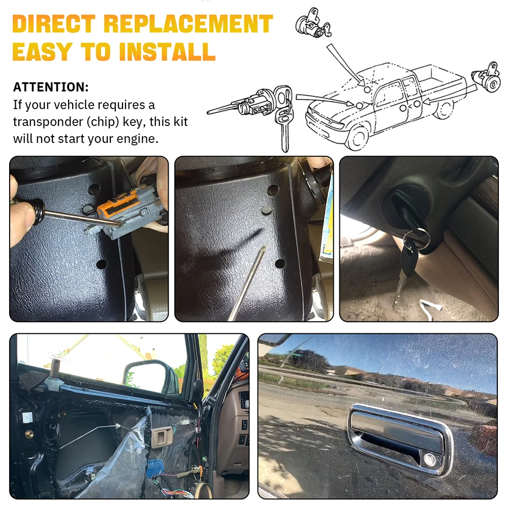 LT Easiyl Interrupteur d'allumage et cylindre de serrure à barillet avec 2 clés C42150 compatible avec Ford F150 250 350 1992-1995, FF15LC1438