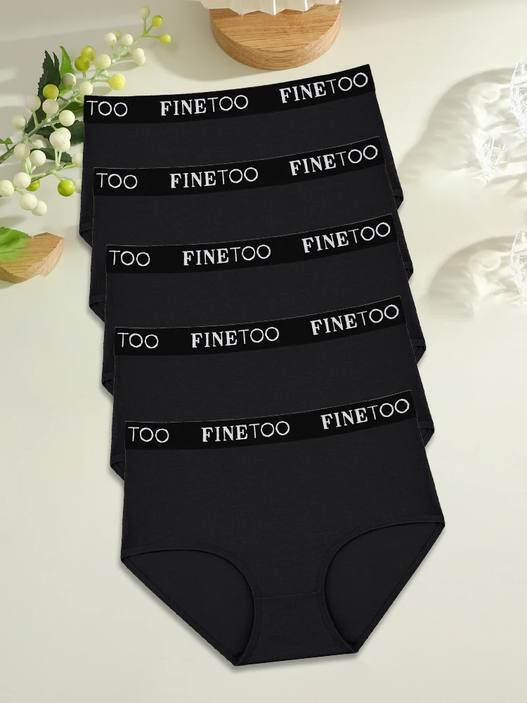 FINETOO 5PCS Cotton Seamless High Waist Underwear Women's High Elastic Belts Panties Low Waist Breathable Plus Size Lingerie New