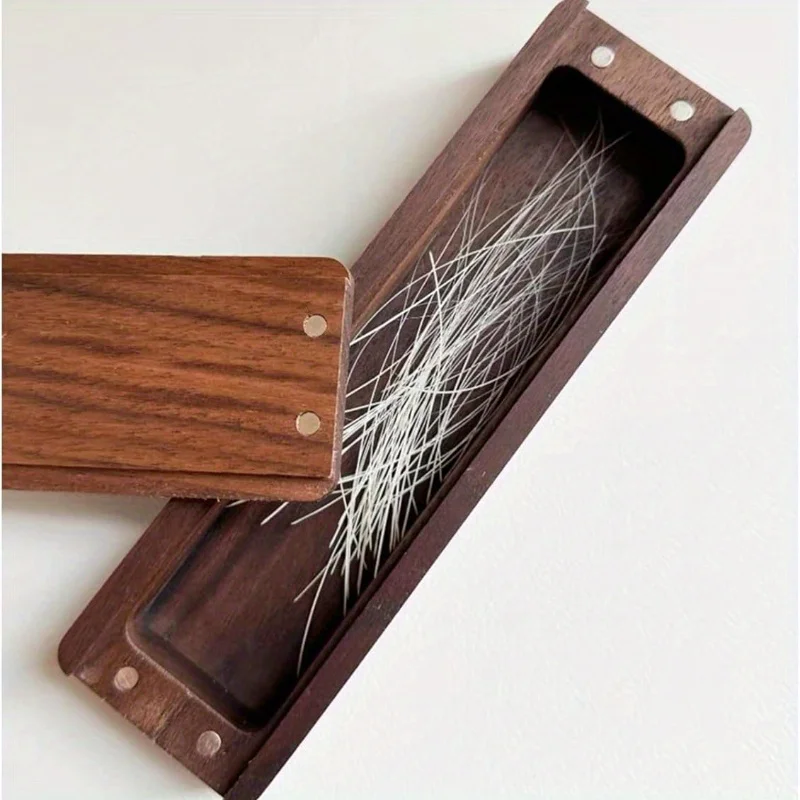 Elegant Walnut Wood Cat Whisker & Beard Hair Storage Box with Magnetic Closure-Keepsake Organizer for Pet Owners Keepsake Box pet memory storage box