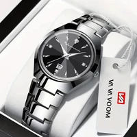 VA VA VOOM Fashion Tungsten Steel Women Watch 25mm Small Dial Diamond Glass Luxury Quartz Movement Women Gift Wrist Watch Reloj 1