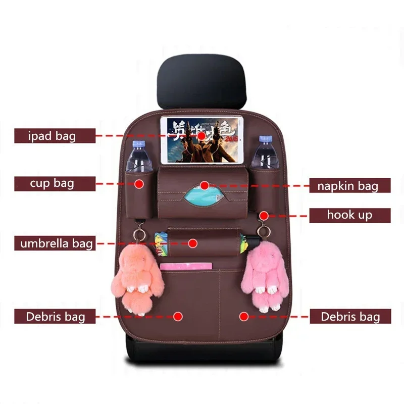 KJOY Upgraded PU Leather Car Seat Organizer Multi-Pocket Storage Bag for Back Seat Universal Fit Auto Accessory