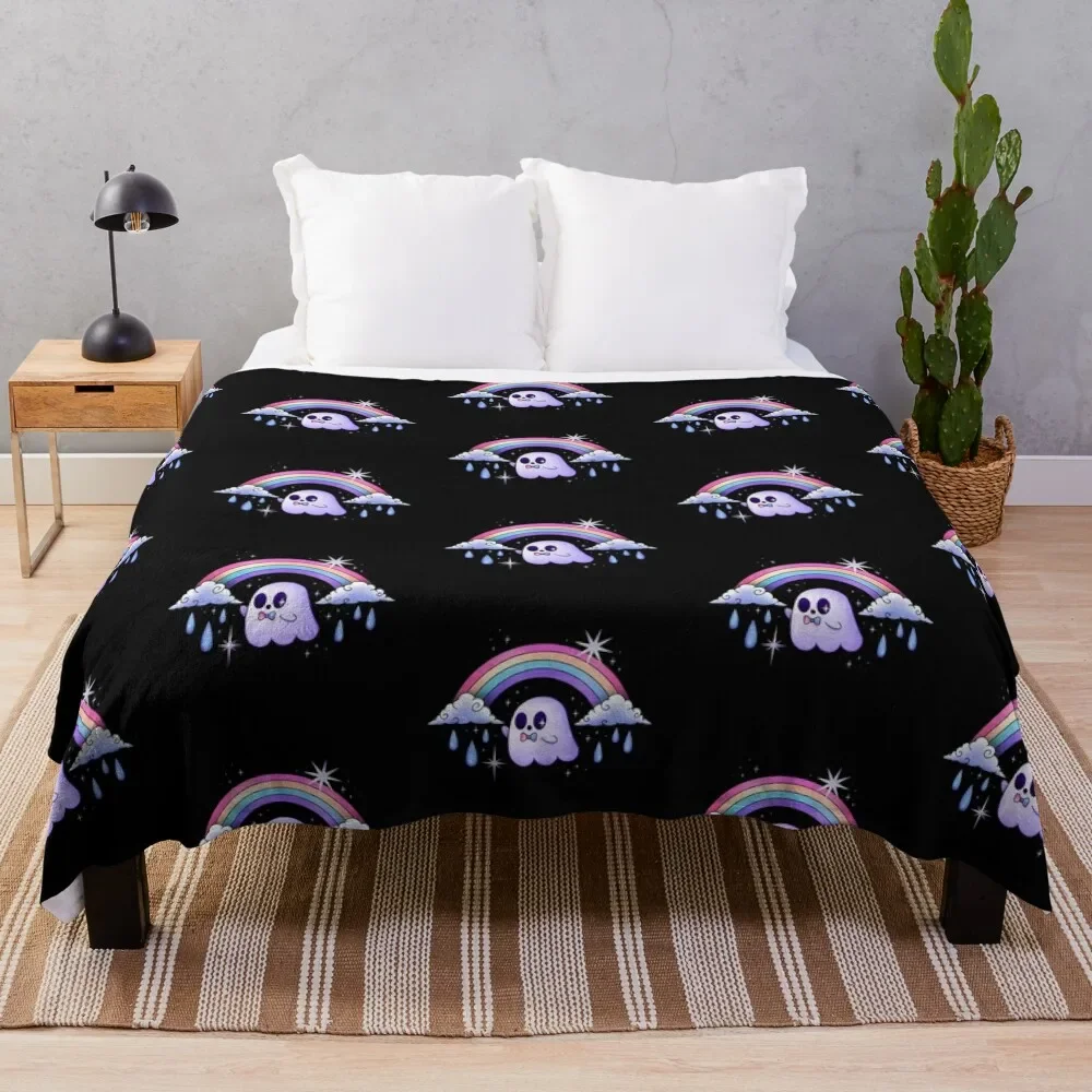 

Spooky cute pride ghost Throw Blanket Beautifuls Luxury Throw Kid'S Camping Hairys Blankets