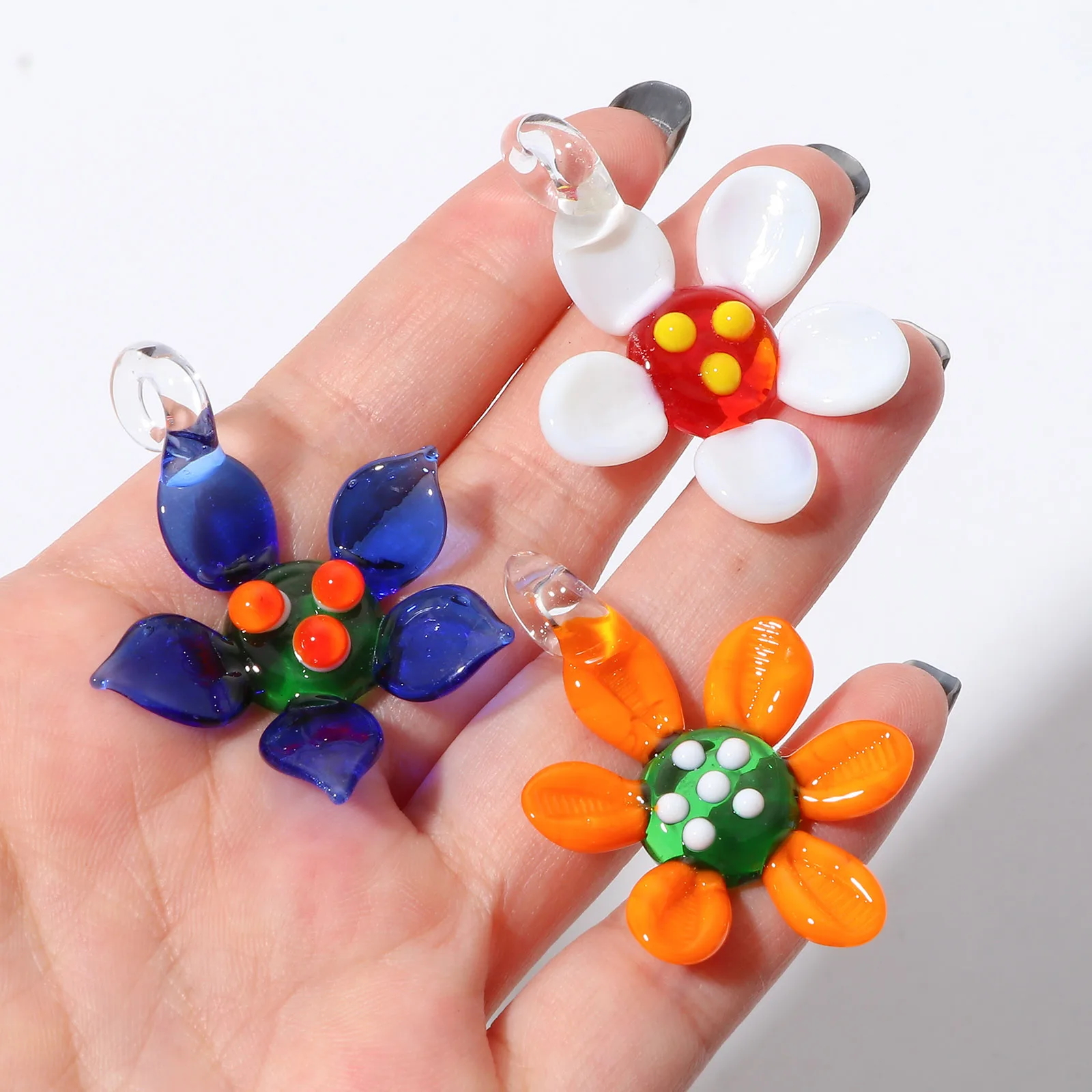 2 colgantes de cristal de lámpara Floral de piezas, abalorios de flores Multicolor, fabricación DIY, collar, pendientes, pulsera, accesorios de joyería de moda