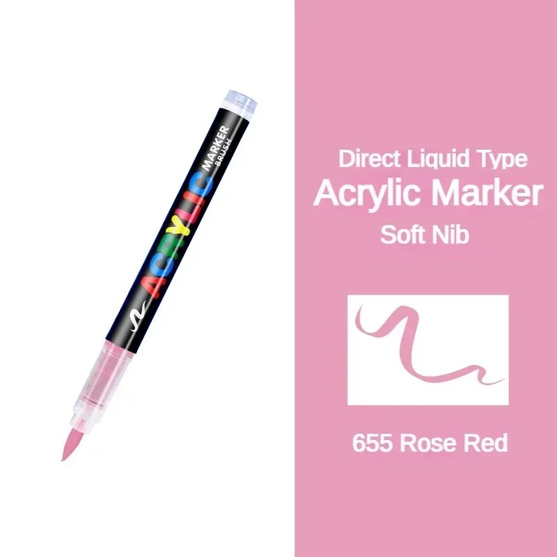 GUANGNA 16色 直接塗布アクリル絵の具ペン ブラシマーカーペン 岩絵 石