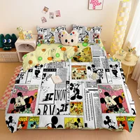 Ensemble de literie imprimé Mickey, housse de couette, cadeaux de Noël, dessin animé confortable avec taie d'oreiller, adapté aux enfants et aux adultes 6