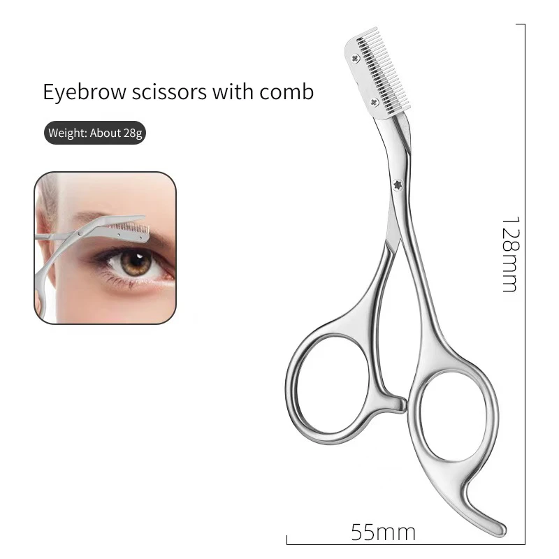 Eyebrow Scissors For Men And Women Makeup Tools One Metal Texture With Comb Eyebrow Razor Beauty Scissors Stainless Steel 5
