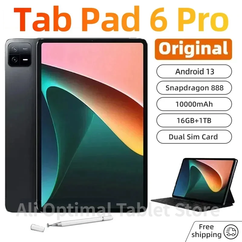 

2024 Original Global Version Tablet Android 13 Pad 6 Pro 16GB+1TB Snapdragon 888 Tablets PC 5G Dual SIM Card WIFI HD 4K Mi Tab