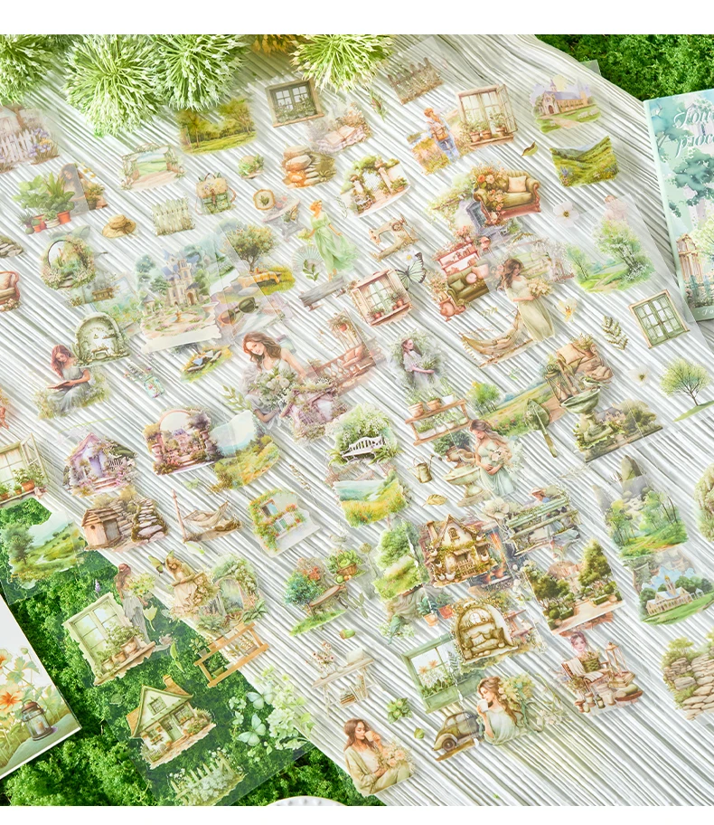 20 Blatt Vier-Jahreszeiten-Landschaftsaufkleber, Buch, PET, gestanzt, dekorativ, handgefertigt, Scrapbooking-Material, Tagebuch, Album, Bastelbedarf – Detail 20