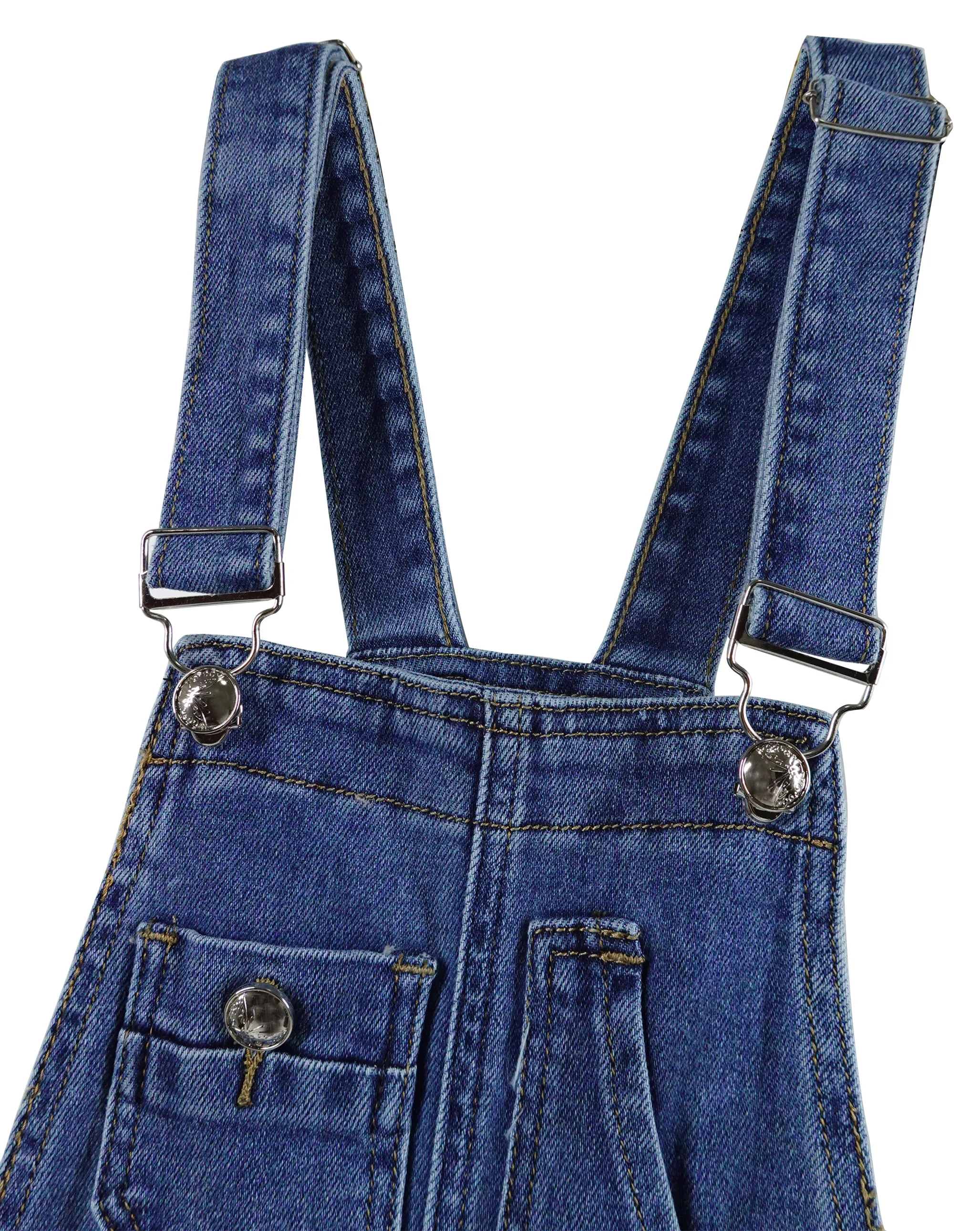 KIDSCOOL SPACE Boy Girl Overalls, Irregular Pockets Slim Denim Jumpsuit,Blue