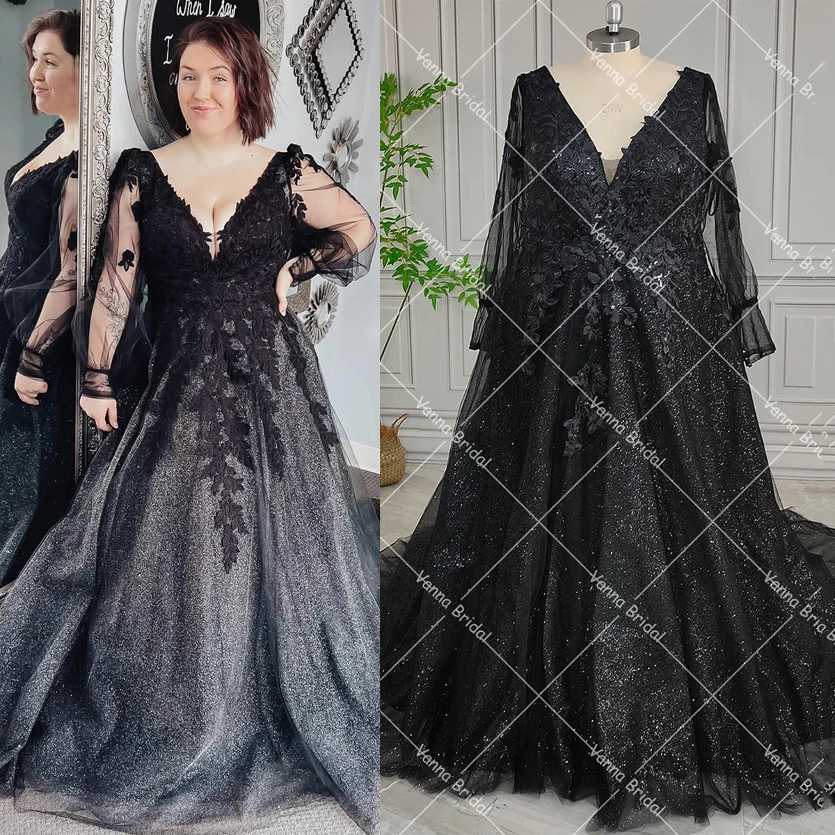 Modern black ball gown